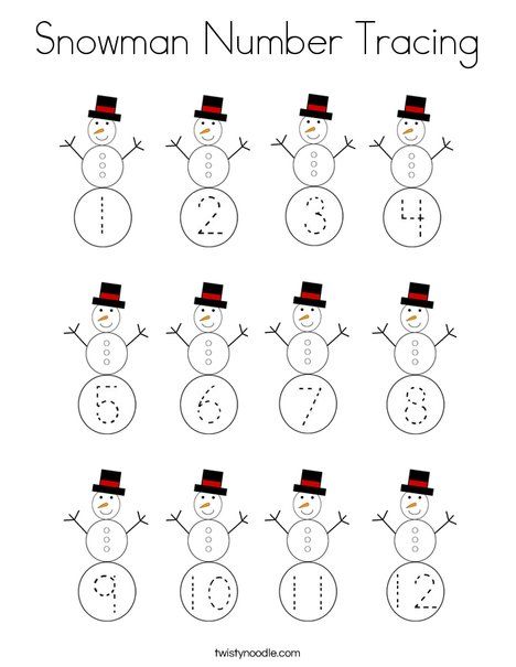 Snowman Number Tracing Coloring Page - Twisty Noodle Christmas Number Tracing Free, Snowman Numbers Free Printable, Snowman Worksheets Preschool, Snowman Math Preschool, Boat Sandbox, Learning Websites For Kids, Winter Crafts Preschool, Prek Crafts, January Art