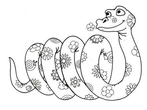 Floral Snake, A Drawing, Colouring Pages, Coloring Page, Coloring Pages, Snoopy, Drawings, Floral, Animals