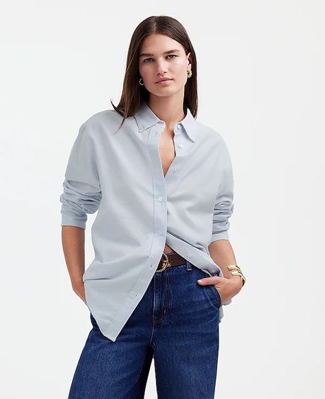 Oversized Button-Up Shirt in Oxford | Madewell Madewell Top, High Point, Casual Shirt, Hip Length, Stretch Cotton, Madewell, Button Up Shirts, Casual Shirts, Top Shirt