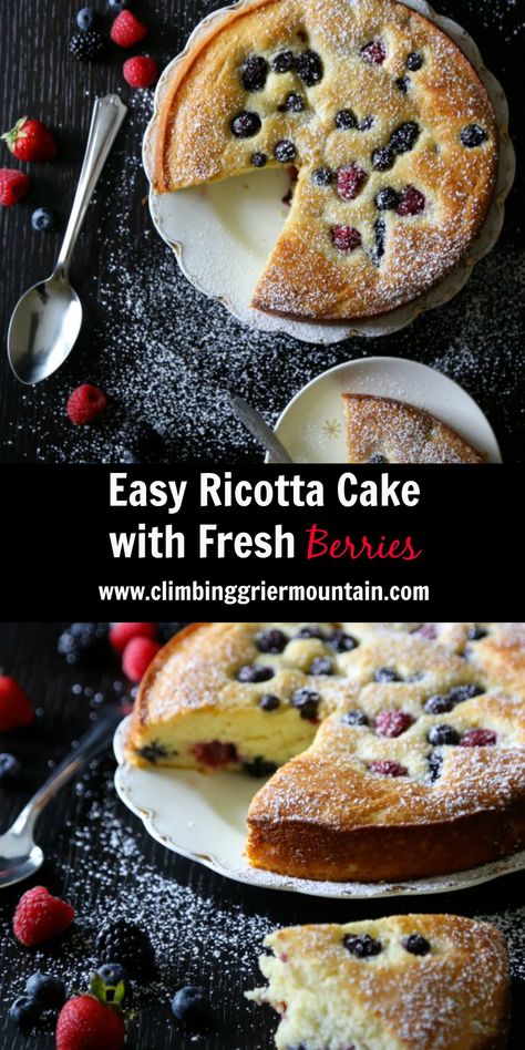 Cake With Fresh Berries, Blueberries For Sal, Orange Shortbread, Robert Mccloskey, Ricotta Recipes, Ricotta Cake, Cake Mixes, Raspberry Recipes, Breakfast Bread