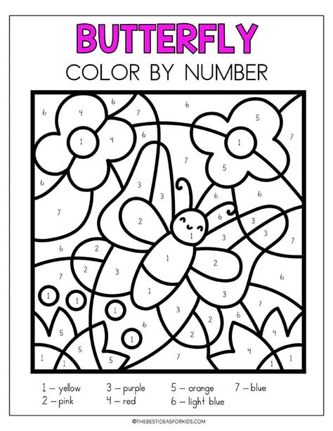 Colour By Number Free Printable, Butterfly Color By Number, Colouring Sheets For Kids, Magical Coloring Pages, Preschool Homework, Adult Color By Number, Tumblr Coloring Pages, Homework Ideas, Fnaf Coloring Pages