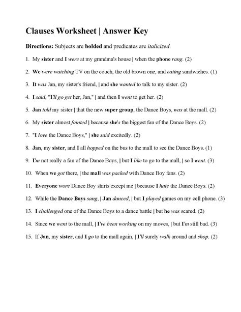 Clauses Worksheet, Phrases And Clauses, Capitalization Worksheets, Number Worksheet, Grammar Tips, English Grammar Worksheets, Student Information, Sentence Structure, Number Worksheets