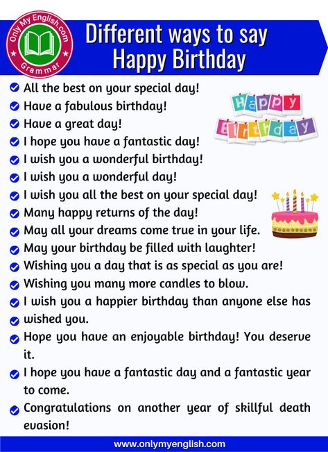 30+ Different Ways to Say Happy Birthday » OnlyMyEnglish Birthday Sentence, Ways To Say Happy Birthday, Happy Birthday Buddy, Today Is Your Birthday, Funny Wishes, Birthday Freebies, Birthday Greetings Friend, Happy Birthday Greetings Friends, Birthday Wishes For Friend