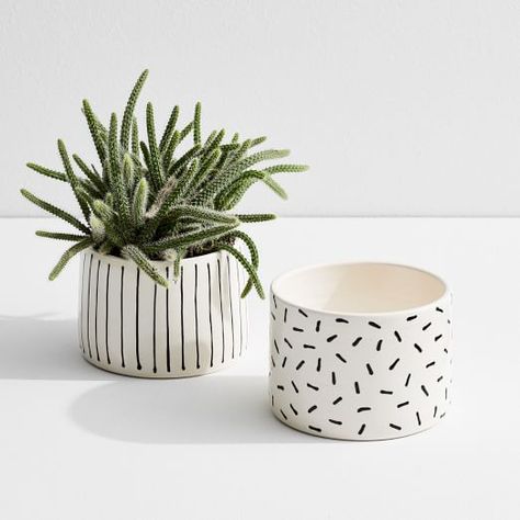 planters | West Elm Herringbone Art, Diy Planters Indoor, Planters Indoor, Pot Diy, Plant Pot Design, Planters Diy, Vase Deco, Plant Pot Diy, Painted Plant Pots