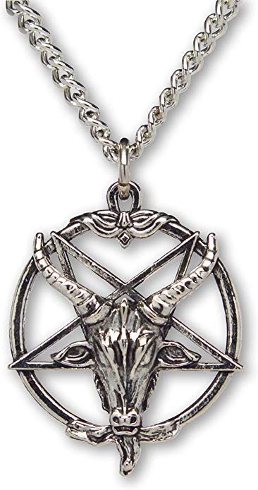 Satanic Goat Head, Horror Punk Fashion, Satanic Symbols, Satanic Goat, Satanic Jewelry, Inverted Pentagram, Goat Head, Horror Punk, Wolf Necklace