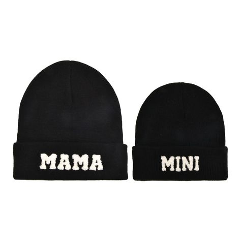 PRICES MAY VARY. Matching Beanie: Included 1 pc mom hat and 1 pc child hat, family matching design makes your family looks so warm and harmonious. Beanie with embroidery decoration, there are "MAMA" and "MINI" words. Superior Material: Made of high quality knitting yarn, our mama and mini beanies are soft and stretchable, very comfortable to wear, keep you and your baby feels warm in winter. Size: Mom's hat circumference: 58cm/22.83", hat height: 24.5cm/9.65",(fits for most women). Child's hat c Mini Beanies, Mini Hats, Mama And Mini, Knitted Hats Kids, Mom Hats, Kids Beanies, Beanie Cap, Knitted Beanie