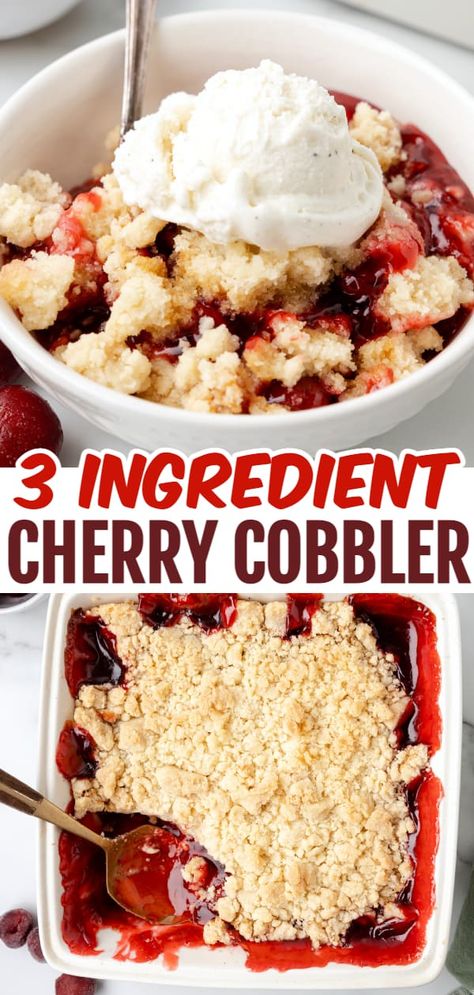 Cherry Pie Filling And Cake Mix Desserts, Recipes Using Vanilla Cake Mix Boxes, Cake Mix Cherry Cobbler, Easy Cherry Cobbler, Crockpot Dessert, Yummy Pies, Cherry Cobbler Recipe, Cobbler Recipes Easy, Cherry Dump Cake