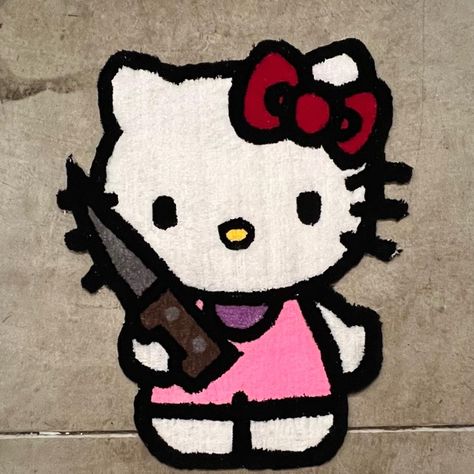 cute hello kitty rug with knife Hello Kitty With Knife Pfp, Hello Kitty Holding Knife, Hello Kitty With A Knife, Knife Hello Kitty, Edgy Hello Kitty, Hello Kitty Knife, Hello Kitty Middle Finger, High Hello Kitty, Hello Kitty Rug