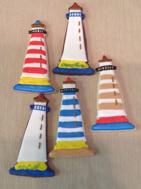 Lighthouse Cookies, Marine Cookies, Summertime Cookies, Nautical Cookies, Frosted Cookies, Beach Cookies, Amazing Cookies, Sea Cakes, Bridal Shower Cookies