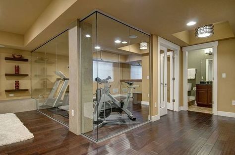 A finished basement is an awesome home addition. Check out our photos of cool basement designs that will add more usable square footage to any home. Gym Room Ideas, Basement Home Gym, Head Boards, Basement Gym, Basement Inspiration, Gym Room At Home, Basement Renovation, Diy Basement, Small Basements