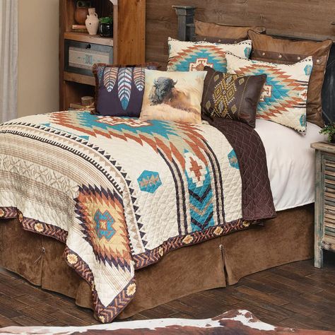 Southwest Bedroom Ideas, Southwest Bedding, Southwestern Bedding, King Quilt Bedding, Themed Bedrooms, Western Bedroom Decor, Western Bedding, Western Bedroom, Black Forest Decor