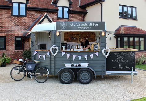 The Tipsy Grey – Bespoke Vintage Mobile Bars | Essex | Manchester Fast Food Truck, Bar Mobile, Food Vans, Mobile Bars, Mobile Food Cart, Car Food, Food Van, Piaggio Ape, 3 Wheeler