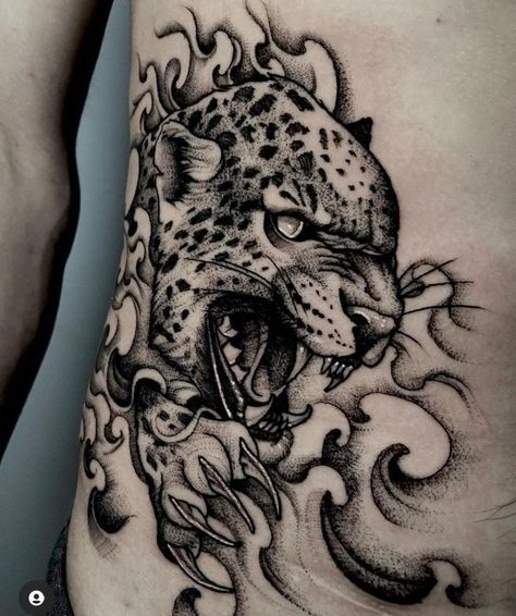 Leopard Tattoo Ideas, Aztec Tattoos Sleeve, Cheetah Tattoo, Leopard Tattoo, Jaguar Tattoo, Animal Sleeve Tattoo, Leopard Tattoos, Modern Tattoos, Head Tattoos