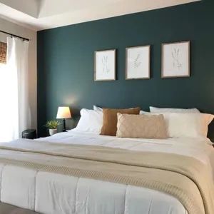 Photo of color Sherwin Williams SW 6223 Still Water Block Bedrooms, Green Bedroom Paint, Harry Styles Imagine, Sherwin Williams Paint Colors, Rooms Reveal, Sleep Tight, Bedroom Green, Bedroom Paint, Week 1