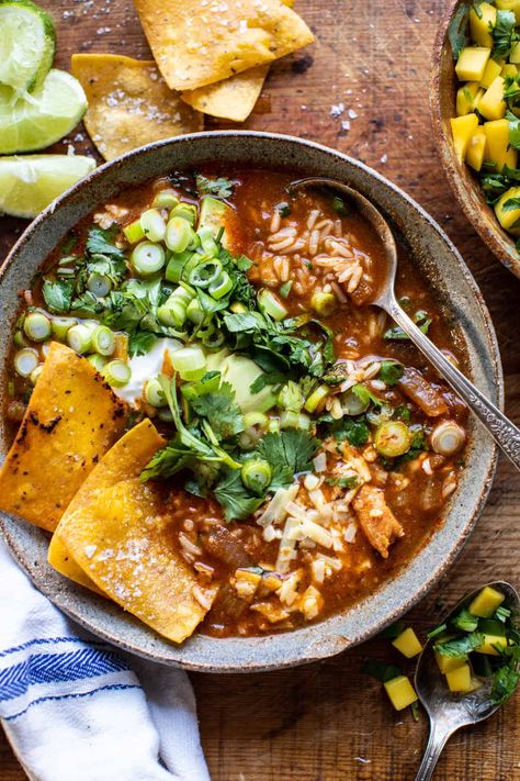 Half Baked Harvest Chicken, Half Baked Harvest Recipes, Crockpot Healthy, Harvest Recipes, Half Baked, Chicken Tortilla Soup, Chicken Tortilla, Half Baked Harvest, God Mat