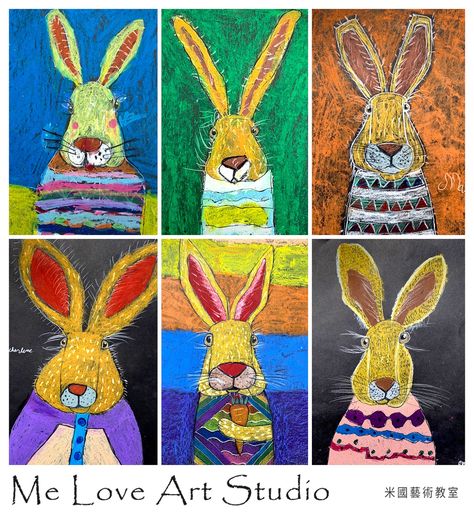 Easter Art Lessons, Bunny Art Projects, Black Forest Cake Recipe, Easter Art Project, Spring Art Projects, Animal Art Projects, Pizza Sandwich, Bunny Painting, Pasta Food