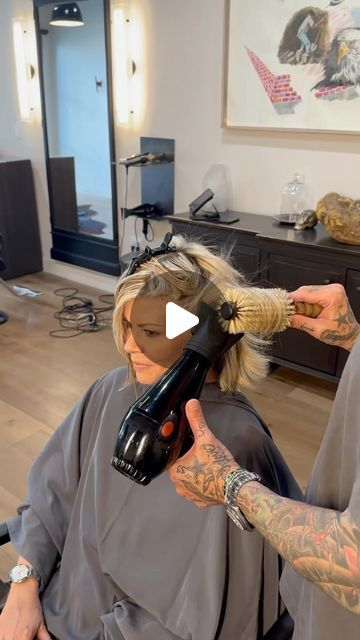 Short Hair Blowdry Style, How To Blow Dry A Bob Haircut, Voluminous Bob Haircut, Volume On Top Of Head, Flicked Bob, Curling A Bob Haircut, Bob With Side Swept Bangs, Flicks Hair, Brush Tutorial