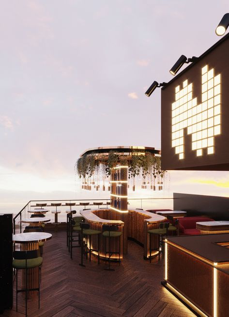 Chinese Bar, Sky Lounge, House Cafe, Rooftop Design, Rooftop Lounge, Lounge Lighting, Art House, Roof Top, Bar Top