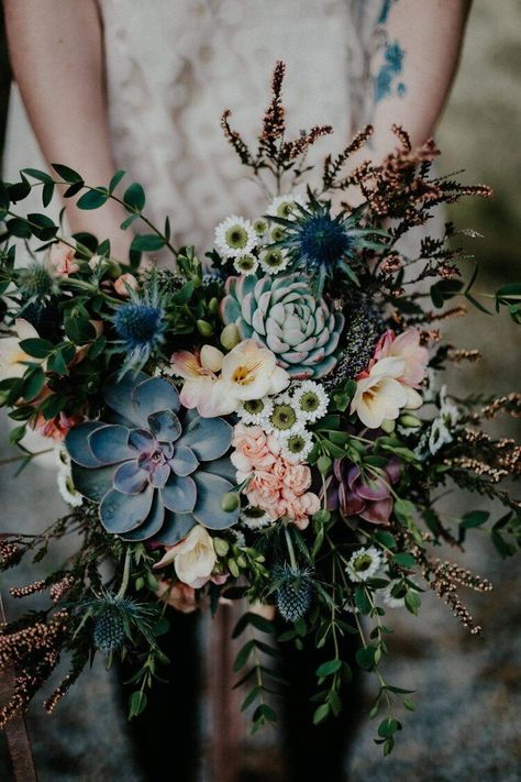 Shrek Wedding, Wild Flowers Wedding, Wedding Succulents, Cornish Wedding, Forest Theme Wedding, Winter Wedding Bouquet, Be Kind Always, Green Bouquet, Succulent Bouquet