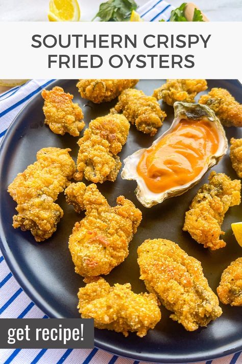 Fried Oysters Recipe, Oyster Recipe, Deep Fried Oysters, Canned Oysters, Cornmeal Crust, Fried Oyster, Cooked Oysters, Oyster Recipes, Delicious Seafood Recipes