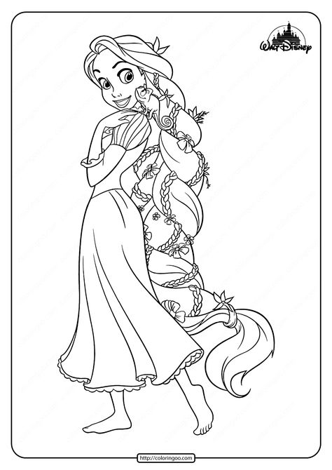 Disney Princess Outline, Rapunzel Coloring, Pintar Disney, Rapunzel Coloring Pages, Tangled Coloring Pages, Cartoon Outline, Rapunzel Drawing, Stitch Coloring, Nursery Drawings