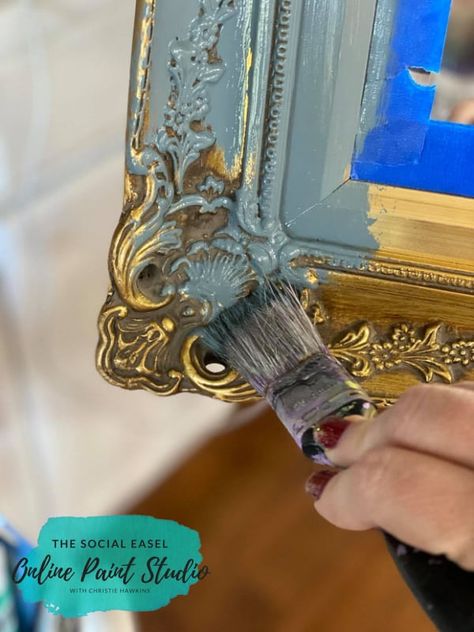 Ornate Mirror Makeover, Foyer Transformation, Refinish Mirror Frame, Paint A Mirror Frame, Chalk Paint Mirror, Paint A Mirror, Mirror Redo, Painting Mirror Frames, Upcycle Mirror