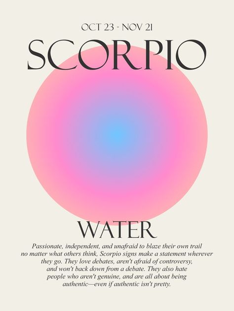 Scorpio Zodiac Aura Gradient Poster Scorpio Color, Zodiac Aura, Abstract Art Tattoo, College Pictures, Gradient Poster, Aura Gradient, Scorpio Zodiac Sign, Scorpio Season, Flower Market Poster