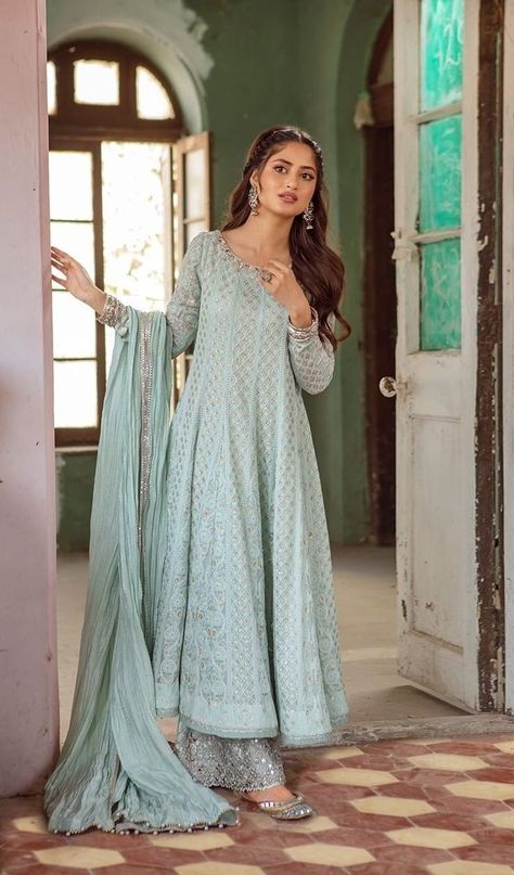 Faiza Saqlain, Sajal Aly, Eid Collection, Net Dupatta, Pakistani Designers, Embroidered Fabric, Silk Dupatta, Silk Pants, Pakistani Outfits