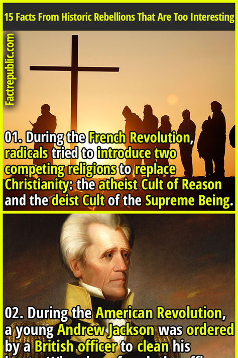 01. During the French Revolution, radicals tried to introduce two competing religions to replace Christianity: the atheist Cult of Reason and the deist Cult of the Supreme Being. Unbelievable Facts, French Revolution, General Knowledge, History Facts, Fun Facts, History, Reading