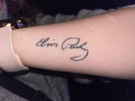 Elvis Presley Tattoos, Elvis Presley Tattoo, Elvis Presley Signature Tattoo, Elvis Tattoo, Cute Simple Tattoos, Birthday Tattoo, Simple Tattoos, Inspirational Tattoos, Infinity Tattoo