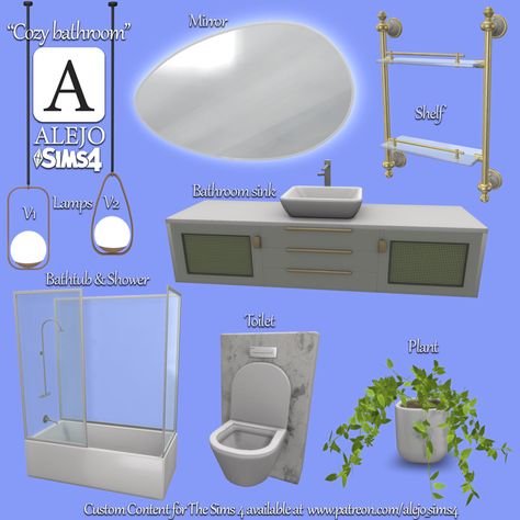 Sims 4 Shower Tub Combo Cc, Sims 4 Shower Cc Patreon, Sims 4 Bathroom Cc Patreon, Sims4 Bathroom Cc, Sims 4 Cc Furniture Bathroom, Cozy Bathroom, Bathtub Walls, Modern Toilet, Marble Tile Floor