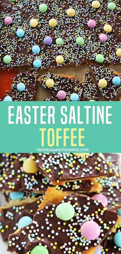 Easter Treats For Coworkers, Easter Treats For Adults, Easter Classroom Treats, Cracker Toffee Recipe, Hawaiian Pie, Dessert Easter, Saltine Cracker Toffee, Saltine Cracker, Brunch Easter