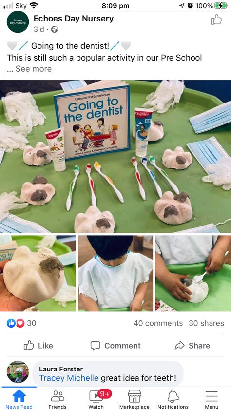 Cleaning Teeth Activities Eyfs, Dentist Role Play Eyfs, Dentist Dramatic Play Preschool, Dentist Role Play, Teeth Activities For Preschool Dental Hygiene, Dramatic Play Preschool, Tuff Tray, Community Helpers, Dramatic Play