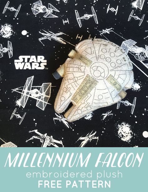 Millennium Falcon Embroidered Plush Pattern // wild olive Star Wars Sewing, Star Wars Millenium Falcon, Felt Plush, Felt Star, Happy Star Wars Day, Star Wars Crafts, Wild Olive, Millenium Falcon, Star Wars Diy