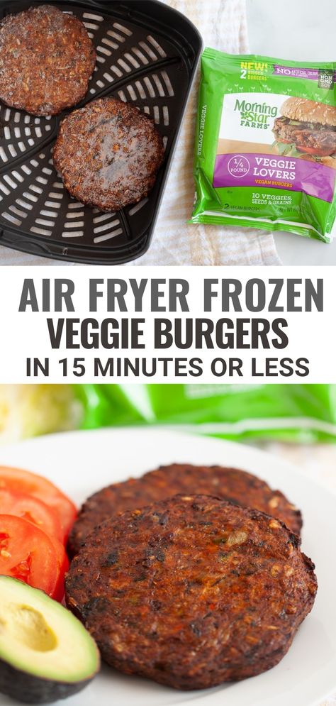 frozen veggie burger in air fryer Burgers In Air Fryer, Easy Veggie Burger, Homemade Veggie Burgers, Vegetable Burger, Veggie Patties, Veggie Burgers Recipe, Plant Based Burgers, Frozen French Fries, Vegetarian Burger