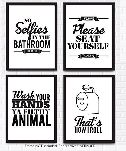 Funny Bathroom Quotes, Bathroom Quotes Funny, Typography Wall Decor, Bathroom Wall Decor Art, Bathroom Quotes, Rules Quotes, Bathroom Artwork, Funny Bathroom Decor, Bathroom Themes