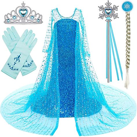 Elsa Dress For Kids, Elsa Halloween Costume, Elsa Frozen Costume, Elsa Costume, Frozen Costume, Up Costume, Mermaid Halloween, Long Cape, Fancy Dress Up