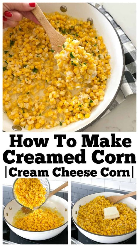 Easy Homemade Creamed Corn Recipe | Picky Palate Creamed Corn Recipe Easy, Easy Creamed Corn, Homemade Creamed Corn, Easy Corn Recipes, Homemade Cream Corn, Cream Cheese Corn, Picky Palate, Creamed Corn Recipes, Thanksgiving Side Dishes Easy