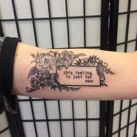 I want the sheryl crow quote about wild flowers on my inner right forearm, with a box like this one around it. And the rest of my arm to be covered in roses and sunflowers. Inspiring Quote Tattoos, Inspiration Tattoos, Collar Bone Tattoo, Half Sleeve Tattoo, Sleeve Tattoo, Skin Art, Piercing Tattoo, Tattoo You, Tattoo Styles