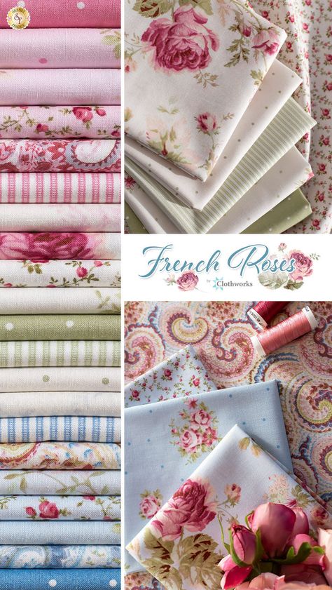 Shabby Chic Quilt Patterns, Quilts Using Fat Quarters, French Floral Fabric, French Roses, Shabby Chic Colors, Shabby Chic Quilts, Fabric Outlet, Shabby Chic Fabric, Vintage Floral Fabric