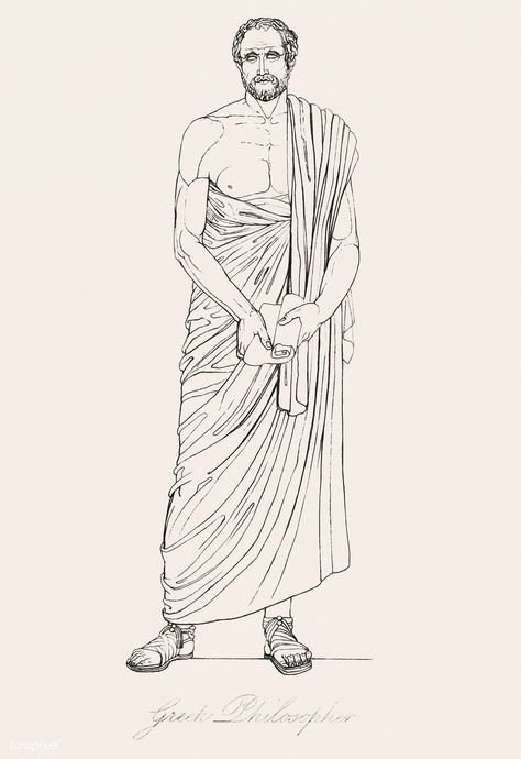 Greek philosopher from An illustration of the Egyptian, Grecian and Roman costumes by Thomas Baxter (1782-1821).Digitally enhanced by rawpixel. | free image by rawpixel.com Roman Costumes, Roman Clothing, Ancient Greek Clothing, Interesting Dress, Costumes Design, Dystopian Art, Roman Costume, Warrior Drawing, Adopt Idea