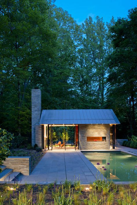 Nevis Pool and Garden Pavilion / Robert M. Gurney Architect Garden Pavillion, Organic Interiors, Moderne Pools, House Planning, Garden Pavilion, Modern Pools, Dream Backyard, Outdoor Swimming, Outdoor Swimming Pool