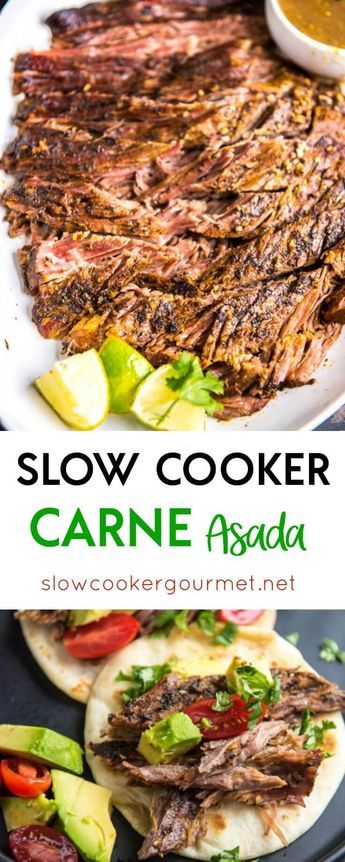 Carne Asada Slow Cooker, Slow Cooker Carne Asada, Flank Steak Tacos, Carne Asada Recipes, Crockpot Steak, Delicious Tacos, Autoimmune Recipes, Mexican Flavors, Flank Steak Recipes