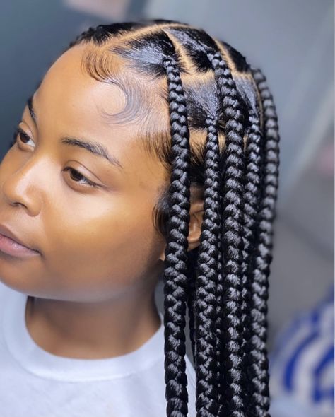 New Braided Hairstyles, Big Box Braids Hairstyles, Feed In Braids Hairstyles, Edges Hair, Long Box Braids, Box Braids Hairstyles For Black Women, Cute Braided Hairstyles, Braids Hairstyles Pictures, Braided Cornrow Hairstyles