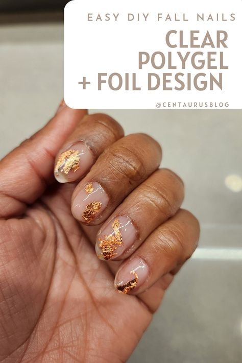 #diynails #nails #nailtutorial #tutorial #gelnails #fallnails #easynaildesign ##polygelnails #beginnernails #easynails #polygel #selfcare #naildesign Copper Foil Nails, Clear Polygel, Fall Nail Design, Toe Nail Designs, Fall Nail, Copper Foil, Hand Care, Fall Nail Designs, False Nails