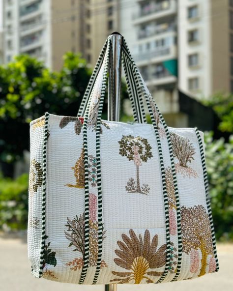 Tote Bags Collection: Block Print Quilted Tote Bag.💼 Book these beautiful prints Tote bags @850/-only DM or watsapp on 9829210790 #totebag #tote #bag #print #handblock #viralvideo #viral #explorepage #smallbusiness #laptopbag #womenbusinessowners #womenfashion #womenbusinessowners #supportlocal #explore #theheartofhome Block Print Quilt, Quilted Tote Bags, Beautiful Prints, Quilted Totes, Printed Tote Bags, Laptop Bag, Business Women, Block Print, Tote Bags