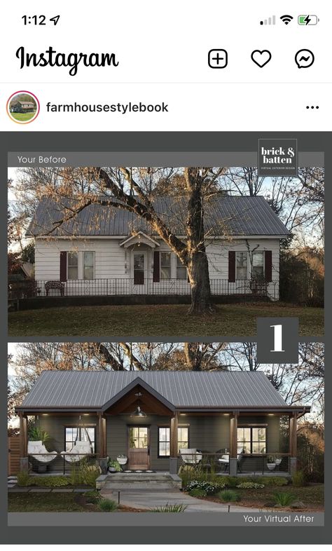 Renovation Facade, Ranch House Remodel, Exterior House Renovation, Ranch House Exterior, House Makeovers, Exterior House Remodel, Ranch Remodel, Ranch Exterior, Bungalow Exterior