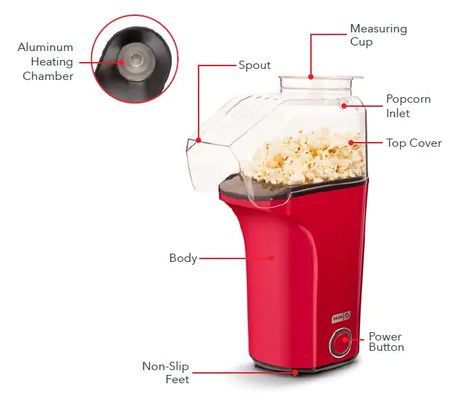 Dash FRESH POP Popcorn Maker DAPP150V2 User Manual Popcorn Ideas, Pop Popcorn, Safety Precautions, The Dash, Food Guide, Popcorn Maker, Measuring Cups, The Recipe, Popcorn