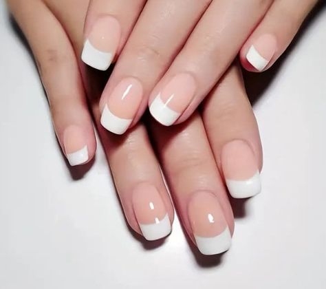 White Tip Nails, Nagel Tips, Short Square Nails, Manicure Tips, Nail Type, Fake Nail, White French, Pedicure Nail Art, Stick On Nails