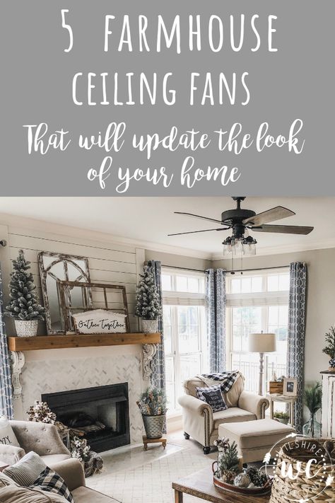 Modern Farmhouse Ceiling Fan Living Room, Ceiling Fan Family Room, Ceiling Fan Bedroom Master Suite Farmhouse, Farmhouse Light Fixtures Living Room, Farmhouse Ceiling Fans, Farmhouse Style Ceiling Fan, Living Room Fans, Living Room Ceiling Fan, Farmhouse Ceiling